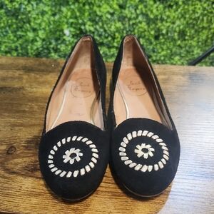 Jack Rogers Black Flats with Decorative Stitching size 6
